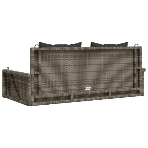 vidaXL Banco baloiço com almofadões 119x56x48 cm vime PE cinzento vidaXL Banco baloiço com almofadões 119x56x48 cm vime PE cinzento