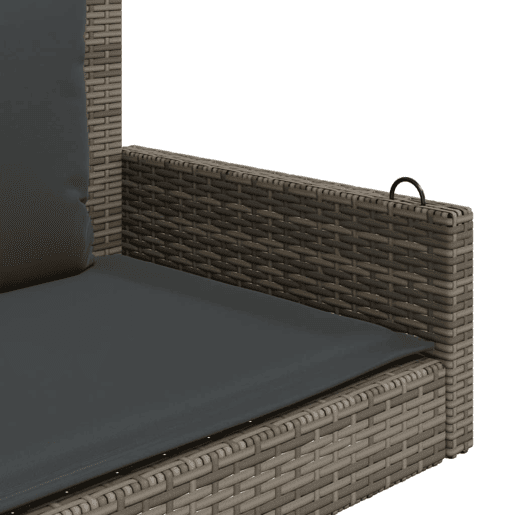 vidaXL Banco baloiço com almofadões 119x56x48 cm vime PE cinzento vidaXL Banco baloiço com almofadões 119x56x48 cm vime PE cinzento