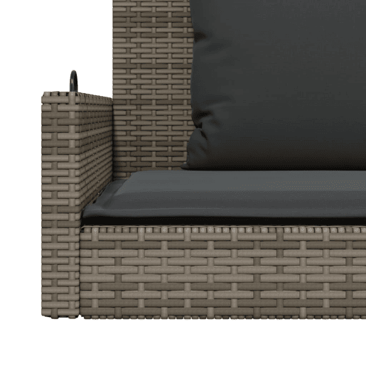 vidaXL Banco baloiço com almofadões 119x56x48 cm vime PE cinzento vidaXL Banco baloiço com almofadões 119x56x48 cm vime PE cinzento