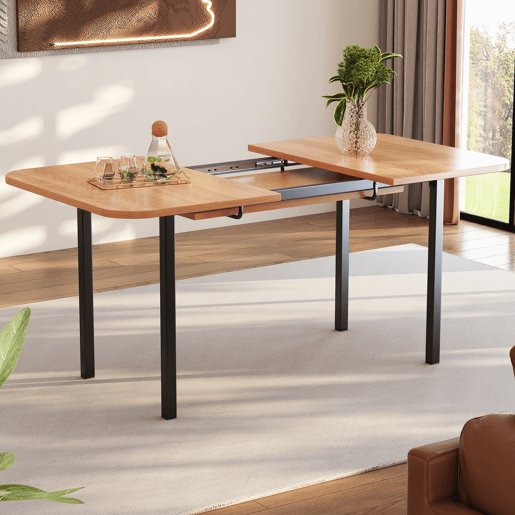 Mesa de jantar extensível em MDF - 120160 x 80 cm - para 4 a 6 pessoas - Natural