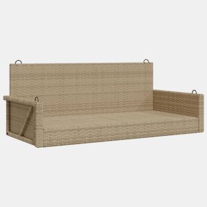 vidaXL Banco baloiço 119x56x48 cm vime PE bege