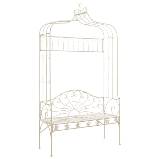 vidaXL Banco de jardim 122 cm ferro branco antigo