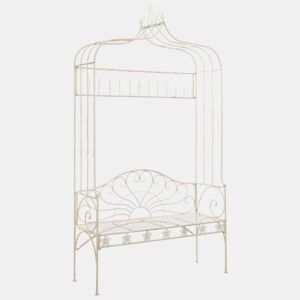 vidaXL Banco de jardim 122 cm ferro branco antigo