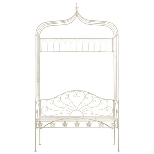 vidaXL Banco de jardim 122 cm ferro branco antigo