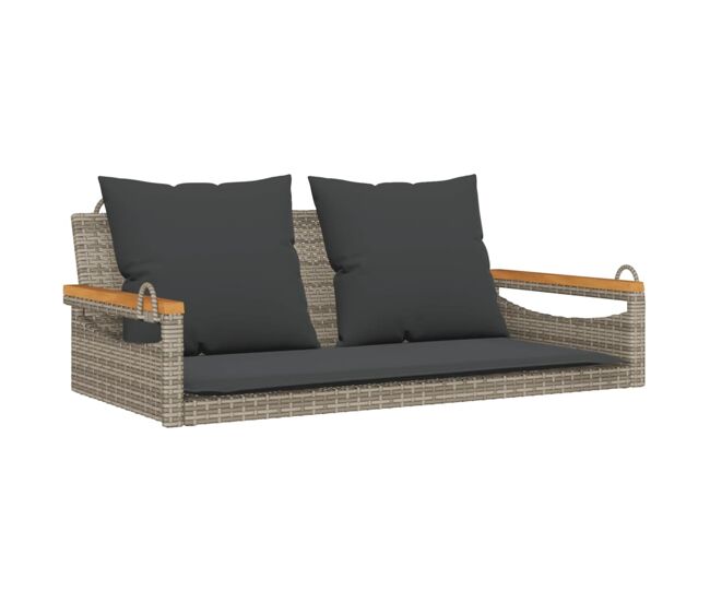 Vidaxl banco columpio con cojines ratán sintético gris 109x62x40 cm
