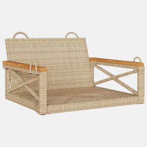 vidaXL Banco baloiço 63x62x40 cm vime PE bege