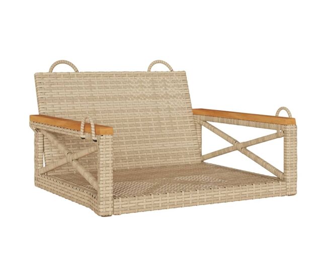 Vidaxl banco columpio de ratán sintético beige 63x62x40 cm