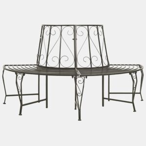 vidaXL Banco de jardim para árvore semicircular 160 cm aço
