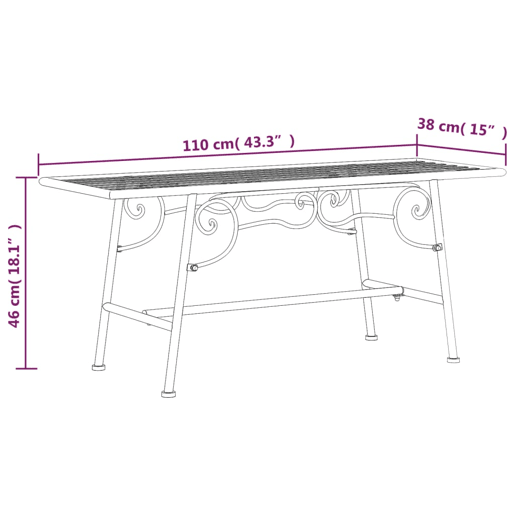 vidaXL Banco para árvore 110 cm aço preto