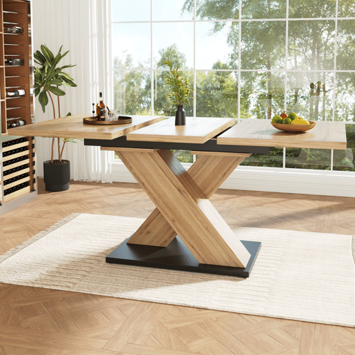 Mesa de jantar retrátil 158,5 x 80 cm - 6 a 8 pessoas - MDF - Natural