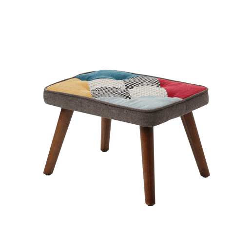 Cadeira de baloiço com apoio para os pés - com padrão patchwork colorido - Multicolor