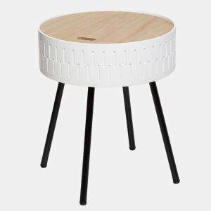 Mesa de Centro Shiro com Tampo Redondo em Branco e Carvalho, 39 cm