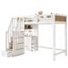 Cama alta infantil de madera de pino con 3 cajones Cama alta infantil de madera de pino con 3 cajones Natural/ Blanco