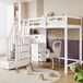 Cama alta infantil de madera de pino con 3 cajones Cama alta infantil de madera de pino con 3 cajones Natural/ Blanco