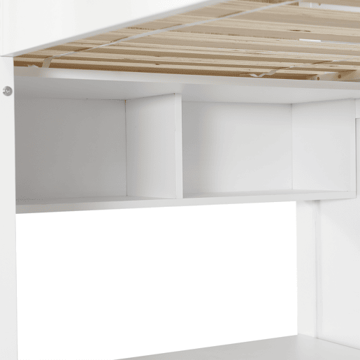Cama alta para crianças,cama de solteiro de madeira de pinho 90x200cm com 3 gavetas,branco+natural