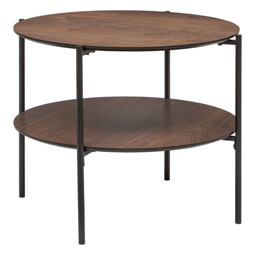 Mesa de centro Kemi de dois níveis preta e nogueira 52x36 cm Mesa de centro Kemi de dois níveis preta e nogueira 52x36 cm