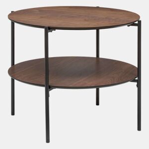 Mesa de centro Kemi de dois níveis preta e nogueira 52x36 cm