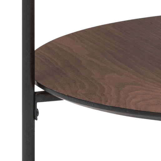 Mesa de centro Kemi de dois níveis preta e nogueira 52x36 cm Mesa de centro Kemi de dois níveis preta e nogueira 52x36 cm
