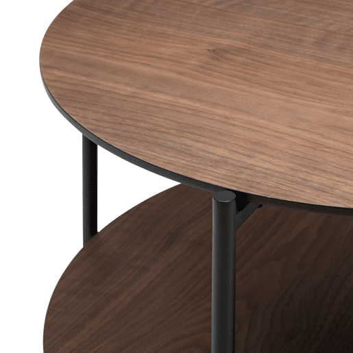 Mesa de centro Kemi de dois níveis preta e nogueira 52x36 cm Mesa de centro Kemi de dois níveis preta e nogueira 52x36 cm
