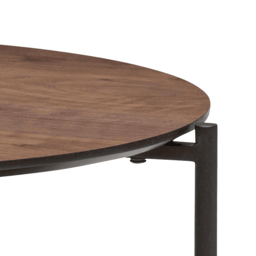 Mesa de centro Kemi de dois níveis preta e nogueira 52x36 cm Mesa de centro Kemi de dois níveis preta e nogueira 52x36 cm