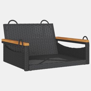 vidaXL Banco baloiço 63x62x40 cm vime PE preto