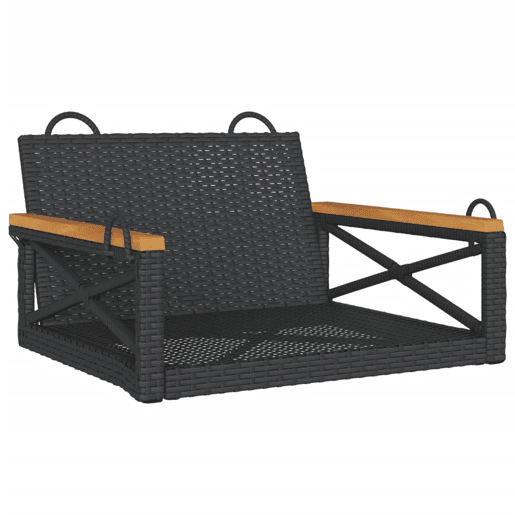 vidaXL Banco baloiço 63x62x40 cm vime PE preto