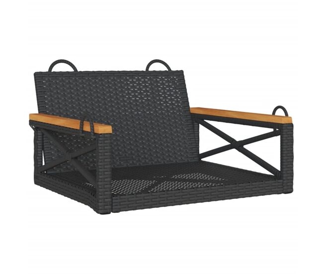 Vidaxl banco columpio de ratán sintético negro 63x62x40 cm