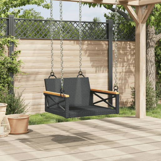 vidaXL Banco baloiço 63x62x40 cm vime PE preto