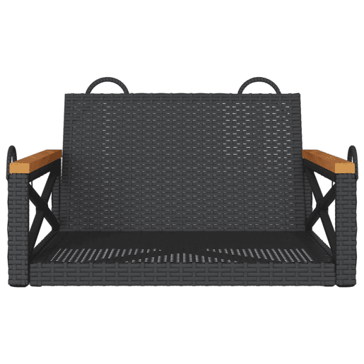vidaXL Banco baloiço 63x62x40 cm vime PE preto