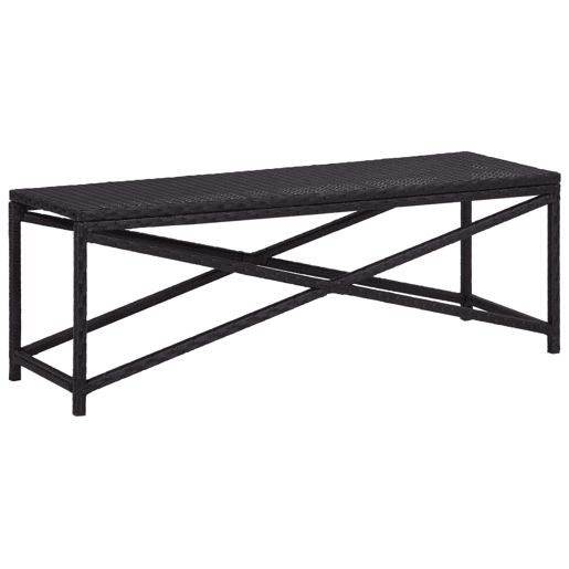 vidaXL Banco de jardim 120 cm vime PE preto
