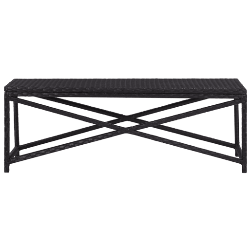 vidaXL Banco de jardim 120 cm vime PE preto