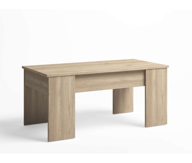 Mesa de centro elevable basic perfecta para salón en color roble natural echa de melamina 100x50 cm