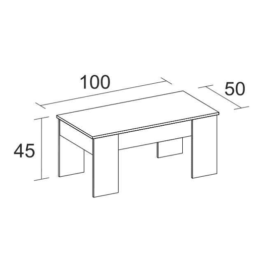 Mesa de centro básica elevatória perfeita para sala de estar na cor carvalho natural feita de melamina 100x50 cm
