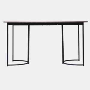 Mesa de jantar 140x80 cm com pés reguláveis - estrutura metálica - folheado de mármore - Cinzento e Preto