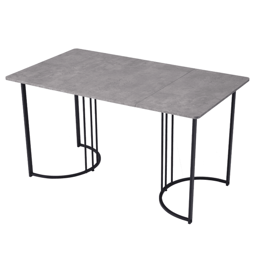 Mesa de jantar 140x80 cm com pés reguláveis - estrutura metálica - folheado de mármore - Cinzento e Preto