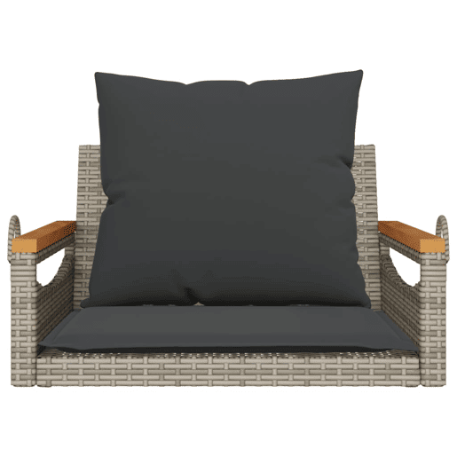 vidaXL Banco baloiço com almofadões 63x62x40 cm vime PE cinzento vidaXL Banco baloiço com almofadões 63x62x40 cm vime PE cinzento
