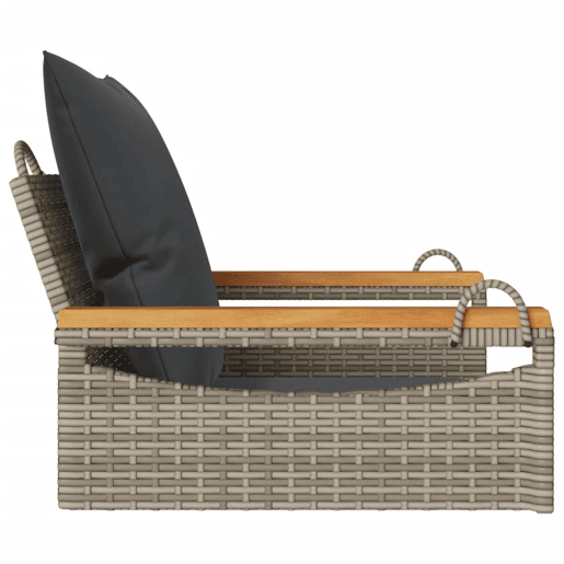vidaXL Banco baloiço com almofadões 63x62x40 cm vime PE cinzento vidaXL Banco baloiço com almofadões 63x62x40 cm vime PE cinzento
