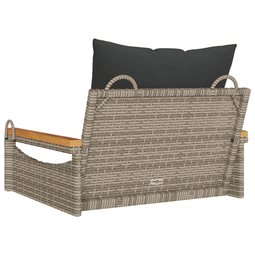 vidaXL Banco baloiço com almofadões 63x62x40 cm vime PE cinzento vidaXL Banco baloiço com almofadões 63x62x40 cm vime PE cinzento