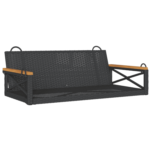 vidaXL Banco baloiço 109x62x40 cm vime PE preto vidaXL Banco baloiço 109x62x40 cm vime PE preto