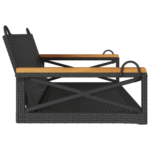 vidaXL Banco baloiço 109x62x40 cm vime PE preto vidaXL Banco baloiço 109x62x40 cm vime PE preto