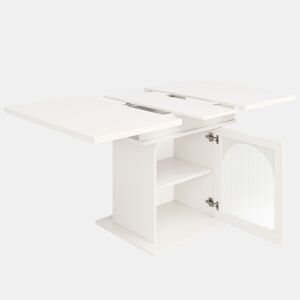 Mesa de jantar retrátil - MDF - com arrumação - Branco