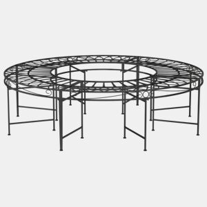 vidaXL Banco para árvore redondo Ø160 cm aço preto