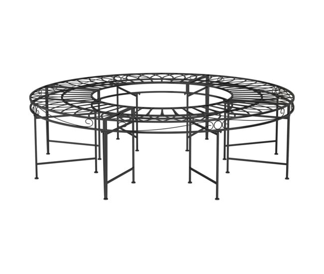 Vidaxl banco de jardín redondo de acero negro 160 cm