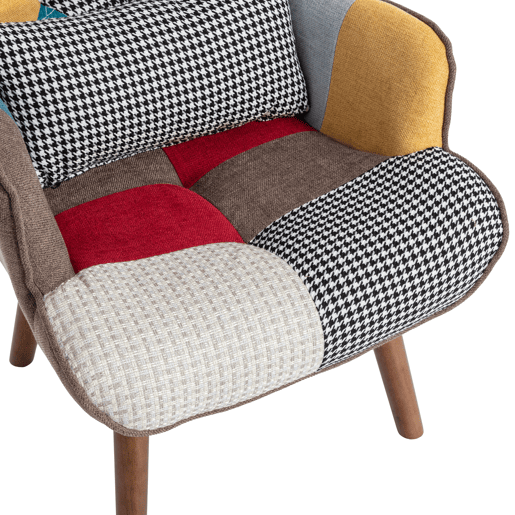Cadeirão com apoio para os pés - com padrão patchwork colorido - Multicolorido