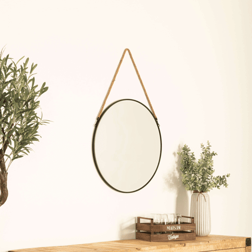 Espelho Eden para Sala de Jantar e Sala de Estar, Estilo Moderno, Cor Preta 55 cm, Ideal para Decoração de Interiores