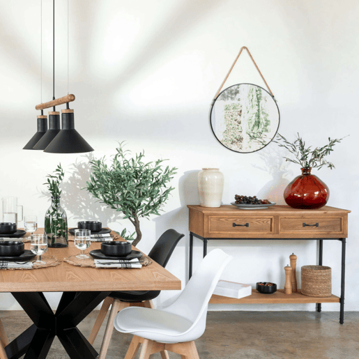 Espelho Eden para Sala de Jantar e Sala de Estar, Estilo Moderno, Cor Preta 55 cm, Ideal para Decoração de Interiores