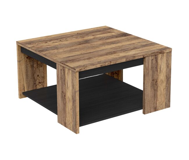 Mesa De Centro Mónaco Roble Saloon Y Negro Estructurado 42x80 cm