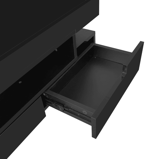 Mesa de centro com LED - acabamento brilhante - 4 gavetas à frente e atrás - Preto