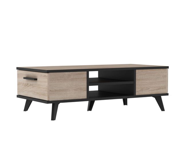 Mesa centro Salón Wayne Roble y Negro 107x35x50 cm