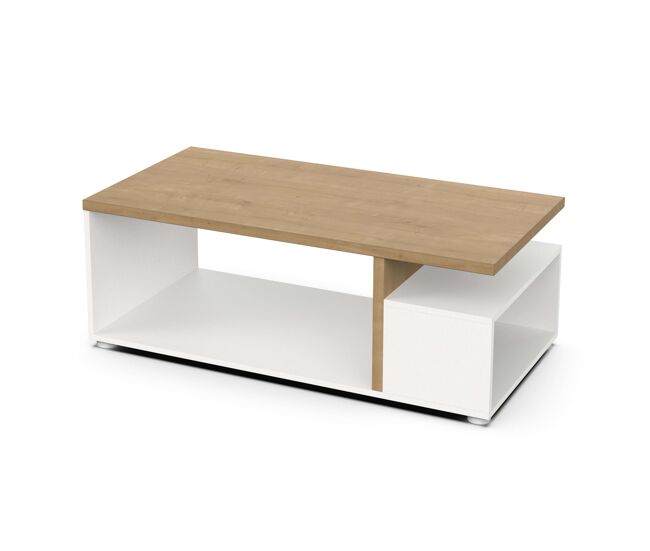 Mesa Centro Fija Acces Color Roble Hamilton Y Blanco Mate 92x50 cm